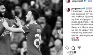 乔-戈麦斯悼念若塔：无比痛心和震惊，会永远珍惜和你共度的回忆